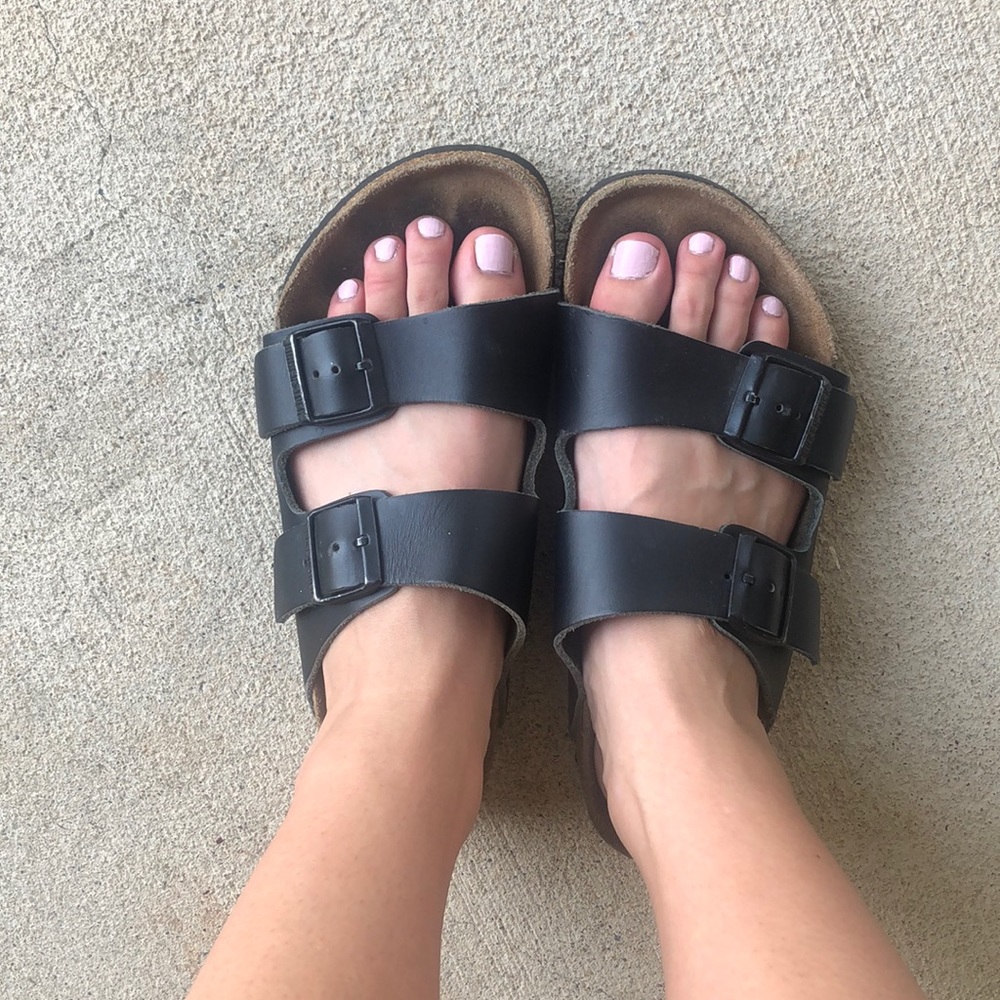 Black Leather Birkenstock Sandals